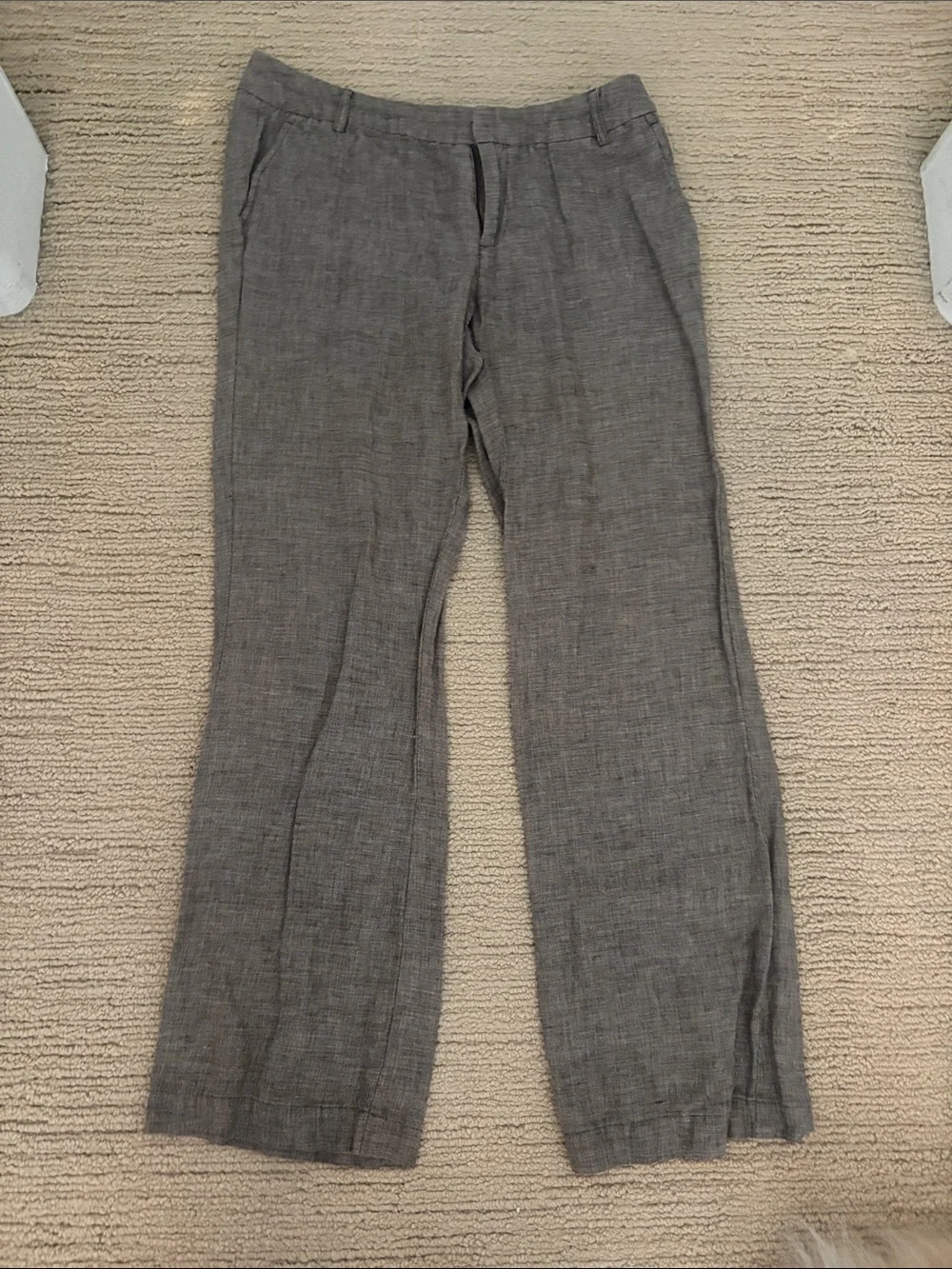 Women’s Gray Linen-Blend Dress Pants